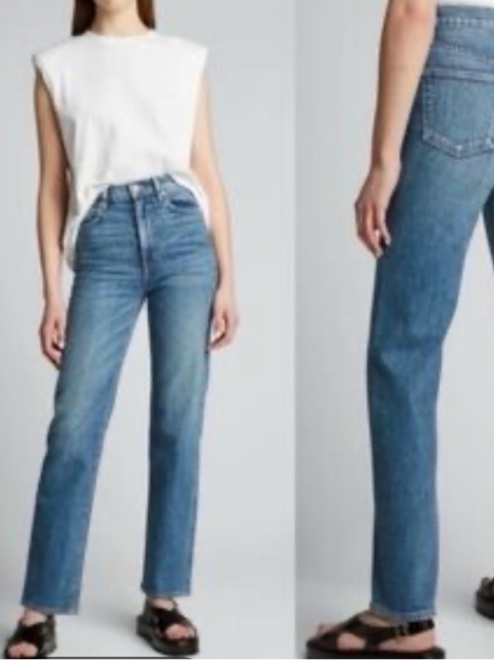SLVRLAKE High Rise Straight Jeans in Medium Blue